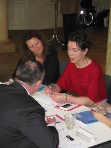 Andrew (UK) in discussion with Sofie and Ann (Antwerp Peace Centre)